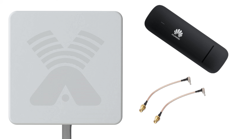 Усилитель сигнала 4G - антенна Antex ZETA MIMO 2x2 BOX 20 дБ c модемом Huawei E3372H-320